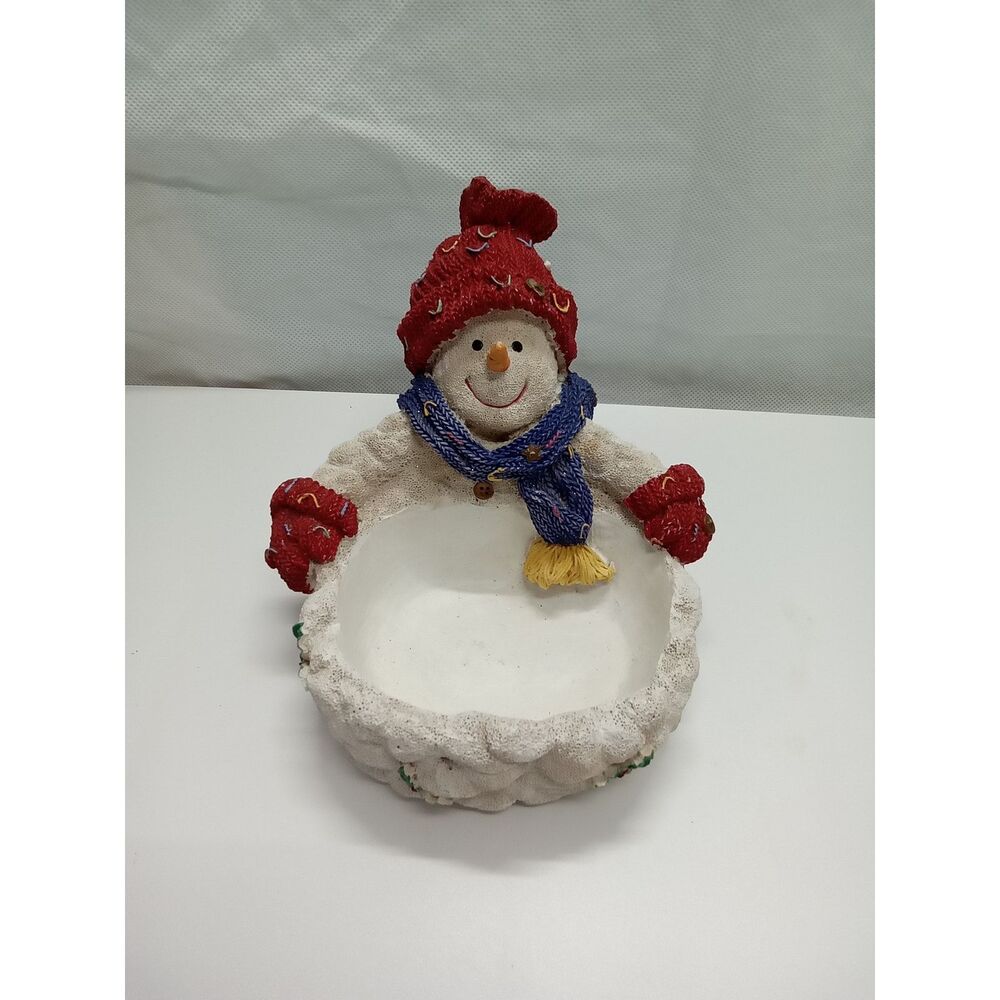 Snowman candy dish‎ red white blue green
